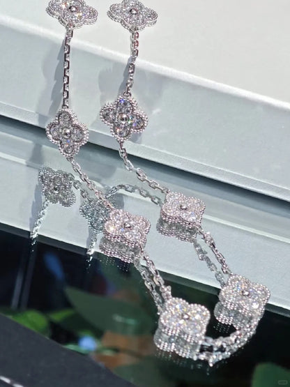 [Jewelicorn]CLOVER 10 MOTIFS FULL DIAMONDS SILVER NECKLACE