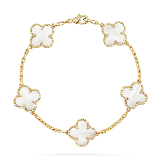 [JEWELICORN]CLOVER  5 MOTIF WHITE MOP BRACELET