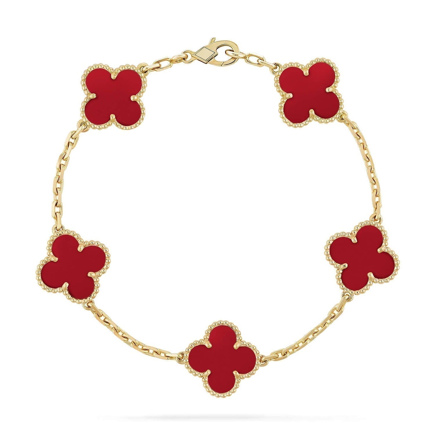 [JEWELICORN]CLOVER 5 MOTIFS RED AGATE  BRACELET