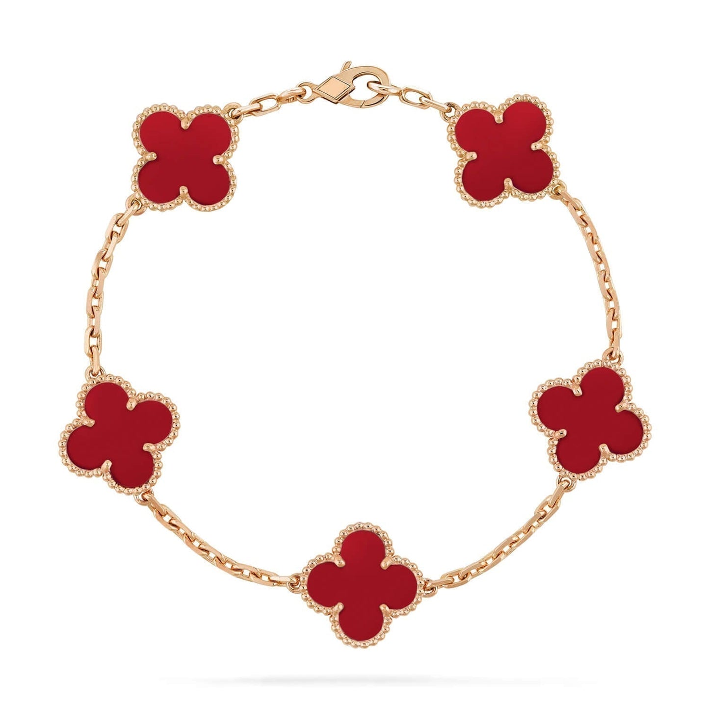 [JEWELICORN]CLOVER 5 MOTIFS RED AGATE  BRACELET