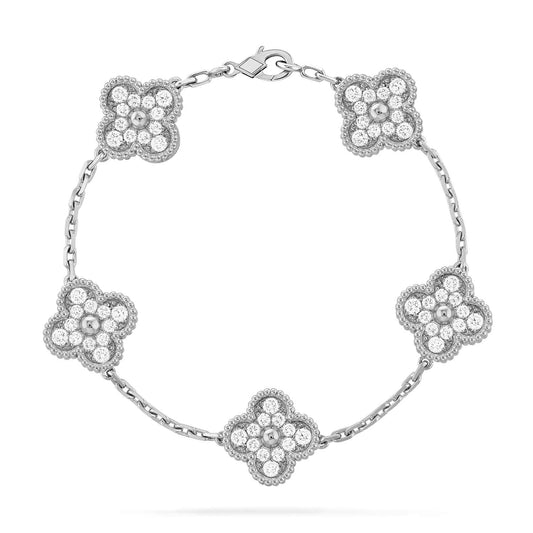 [JEWELICORN]CLOVER 5 MOTIFS  DIAMOND BRACELET SILVER