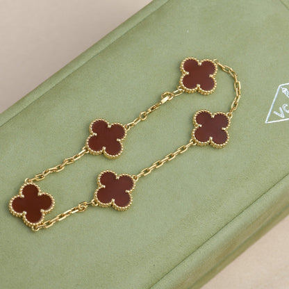 [JEWELICORN]CLOVER 5 MOTIFS RED AGATE  BRACELET