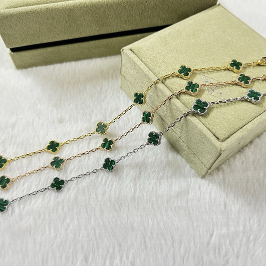 [JEWELICORN]CLOVER 6 MOTIF MALACHITE BRACELET