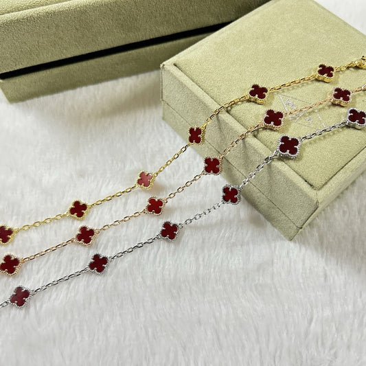 [JEWELICORN]CLOVER 6 MOTIF RED AGATE BRACELET