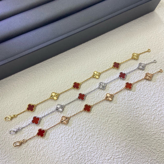 [JEWELICORN]CLOVER 6 MOTIF RED AGATE LASER BRACELET