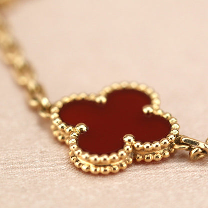 [JEWELICORN]CLOVER 5 MOTIFS RED AGATE  BRACELET