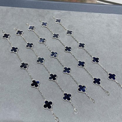 [Jewelicorn]CLOVER 5 MOTIF PIETERSITE SILVER BRACELET