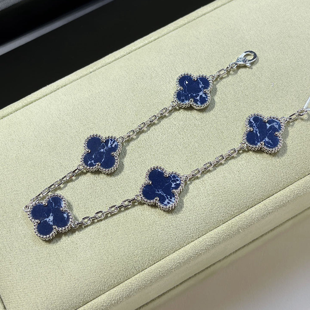 [Jewelicorn]CLOVER 5 MOTIF PIETERSITE SILVER BRACELET