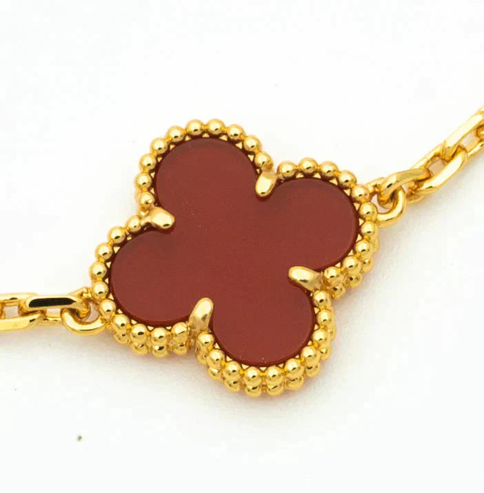 [Jewelicorn]CLOVER 5 MOTIFS CARNELIAN DIAMOND BRACELET
