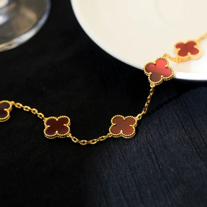 [JEWELICORN]CLOVER 5 MOTIFS RED AGATE  BRACELET