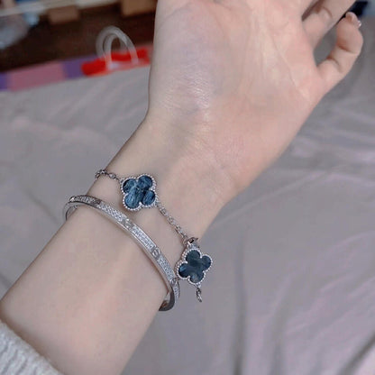 [Jewelicorn]CLOVER 5 MOTIF PIETERSITE SILVER BRACELET