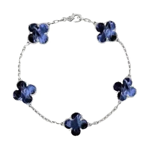 [Jewelicorn]CLOVER 5 MOTIF PIETERSITE SILVER BRACELET