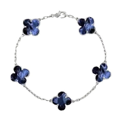 [Jewelicorn]CLOVER 5 MOTIF PIETERSITE SILVER BRACELET